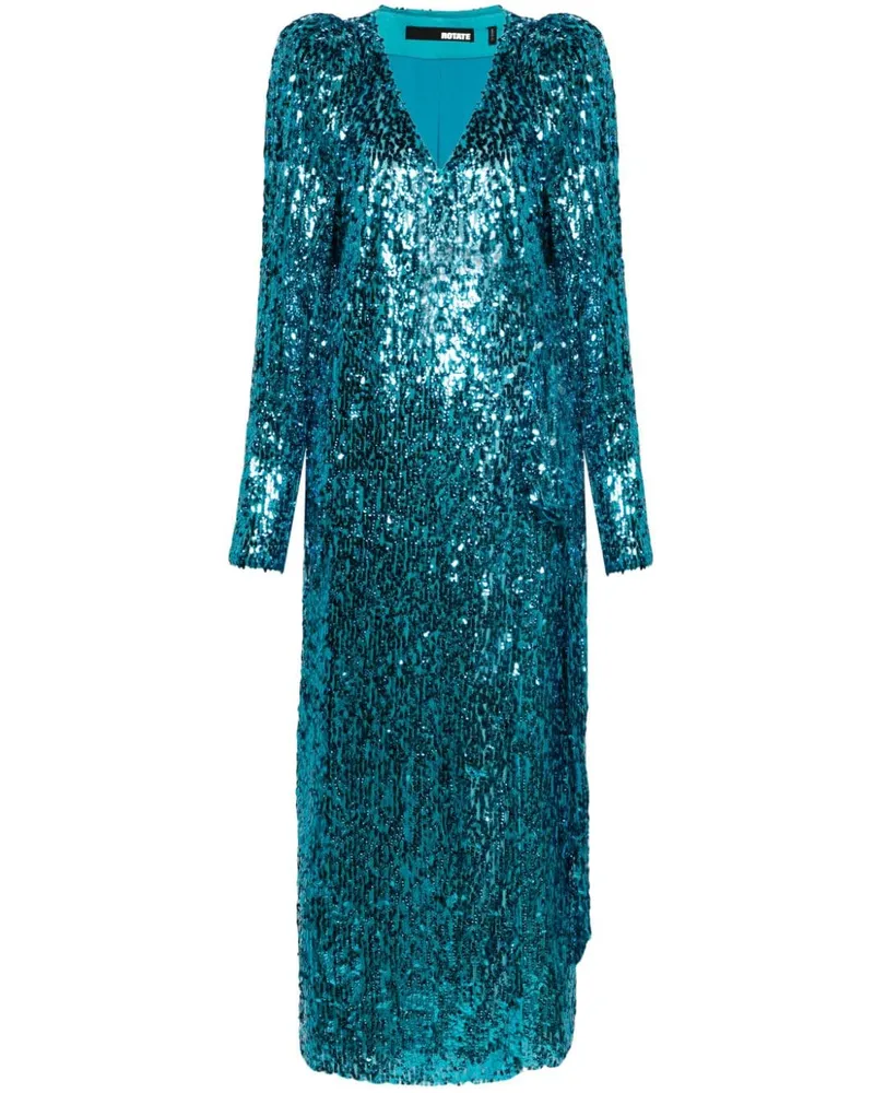 ROTATE Birger Christensen Wickelkleid mit Pailletten - Blau Blau