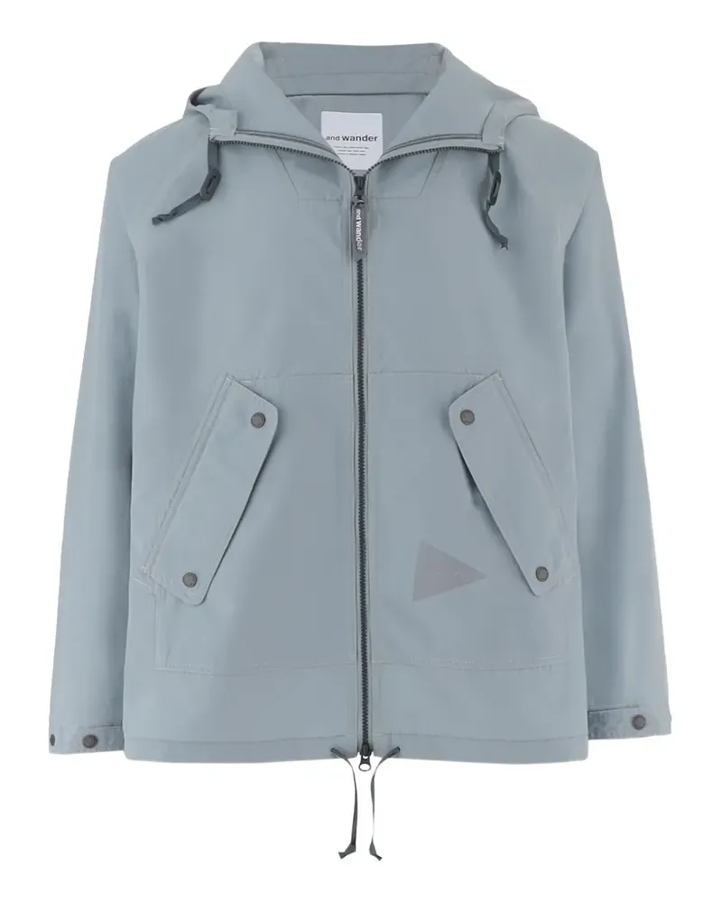 and wander logo-print hooded jacket - Blau Blau