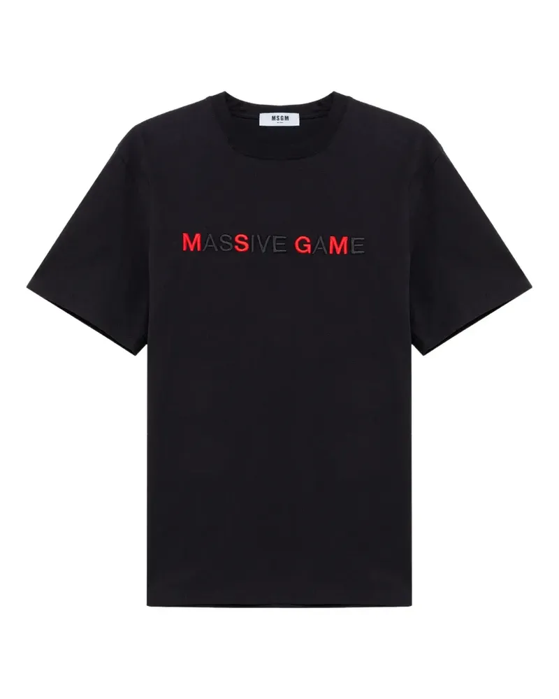 MSGM T-Shirt mit Slogan-Stickerei - Schwarz Schwarz
