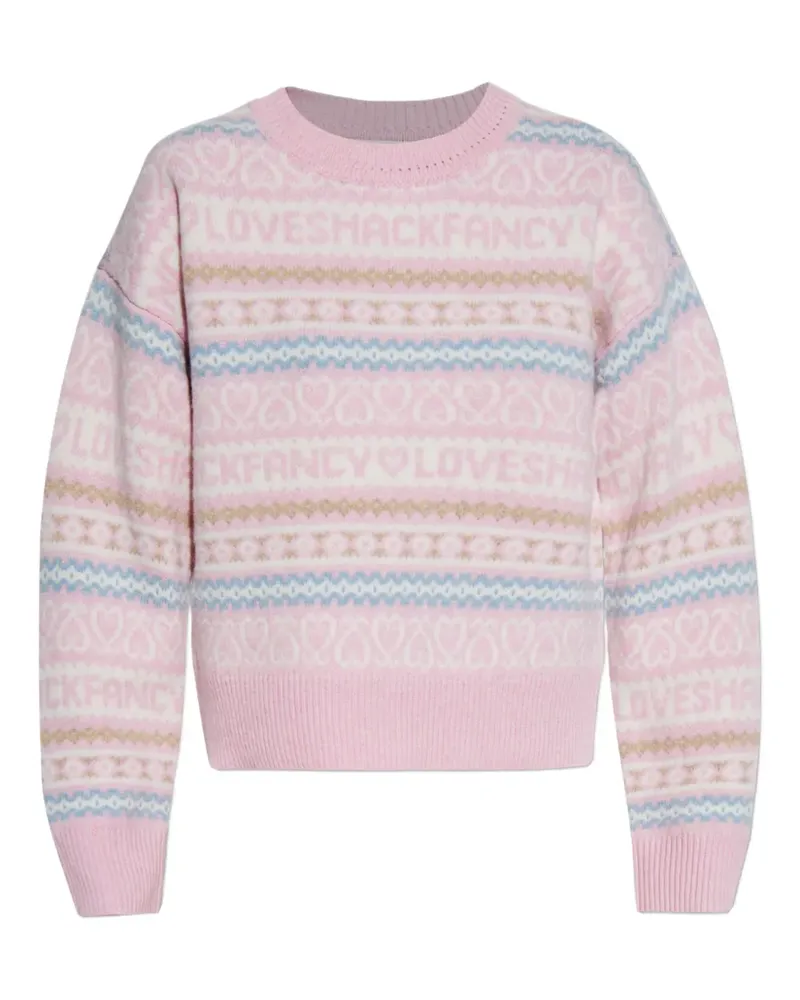 LoveShackFancy Gemusterter Emberly Pullover - Rosa Rosa