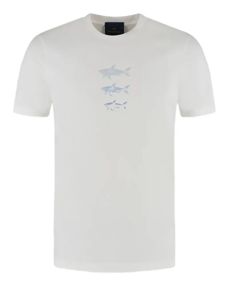 Paul & Shark T-Shirt mit Hai-Print - Weiß Weiß