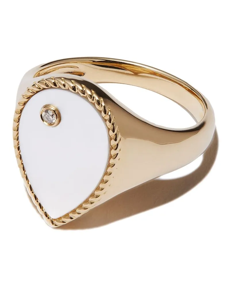 Yvonne Léon 9kt Gelbgold-Siegelring mit Opal und Diamanten Gold