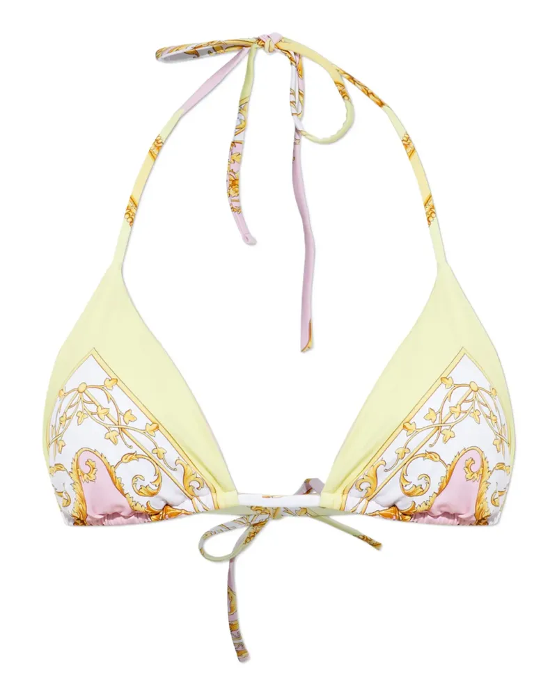 Versace tie-fastening printed bikini top - Gelb Gelb