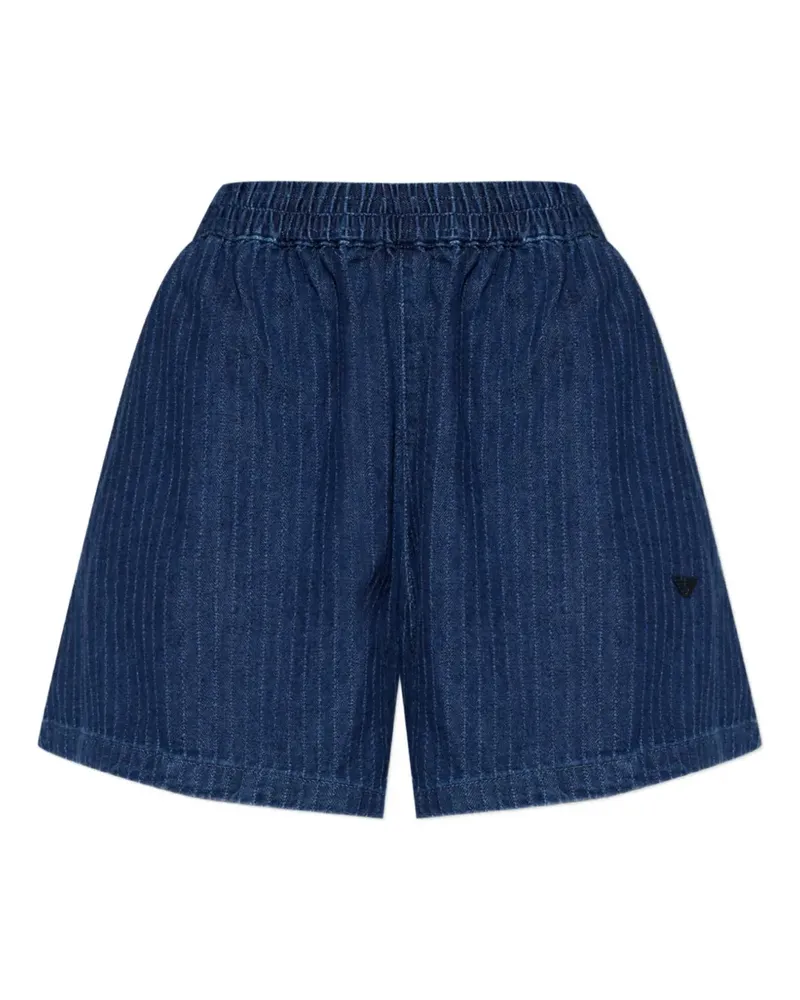 Emporio Armani pinstripe elasticated mini shorts - Blau Blau