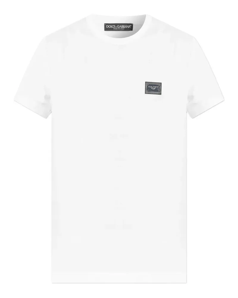 Dolce & Gabbana T-Shirt mit Logo-Schild - Weiß Weiß