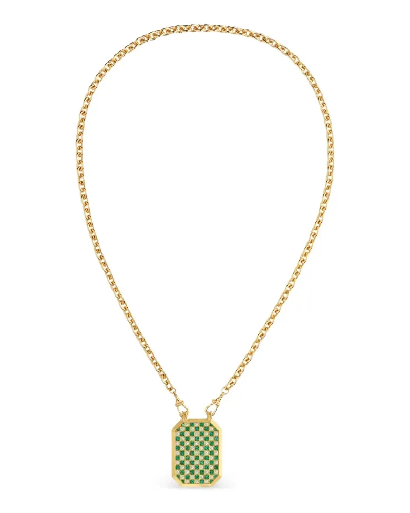 Marie Lichtenberg checkered emerald and diamond necklace - Gold Gold