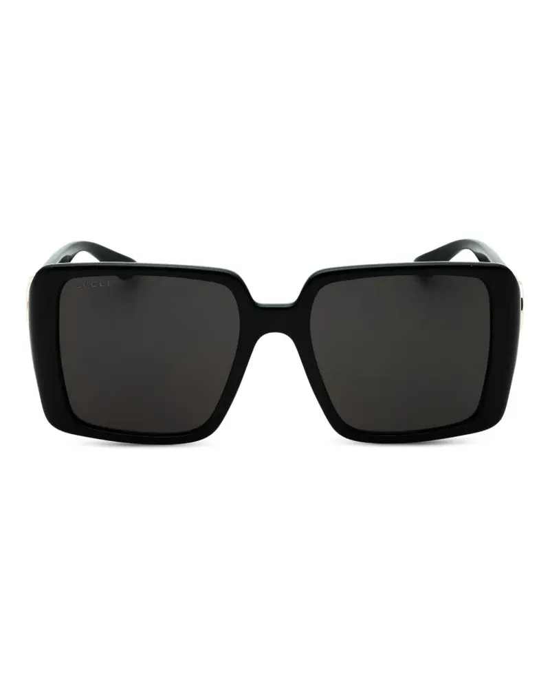 Gucci Eckige Sonnenbrille mit GG - Schwarz Schwarz