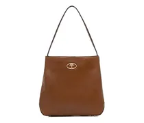 Shopper mit Logo-Schild - Braun