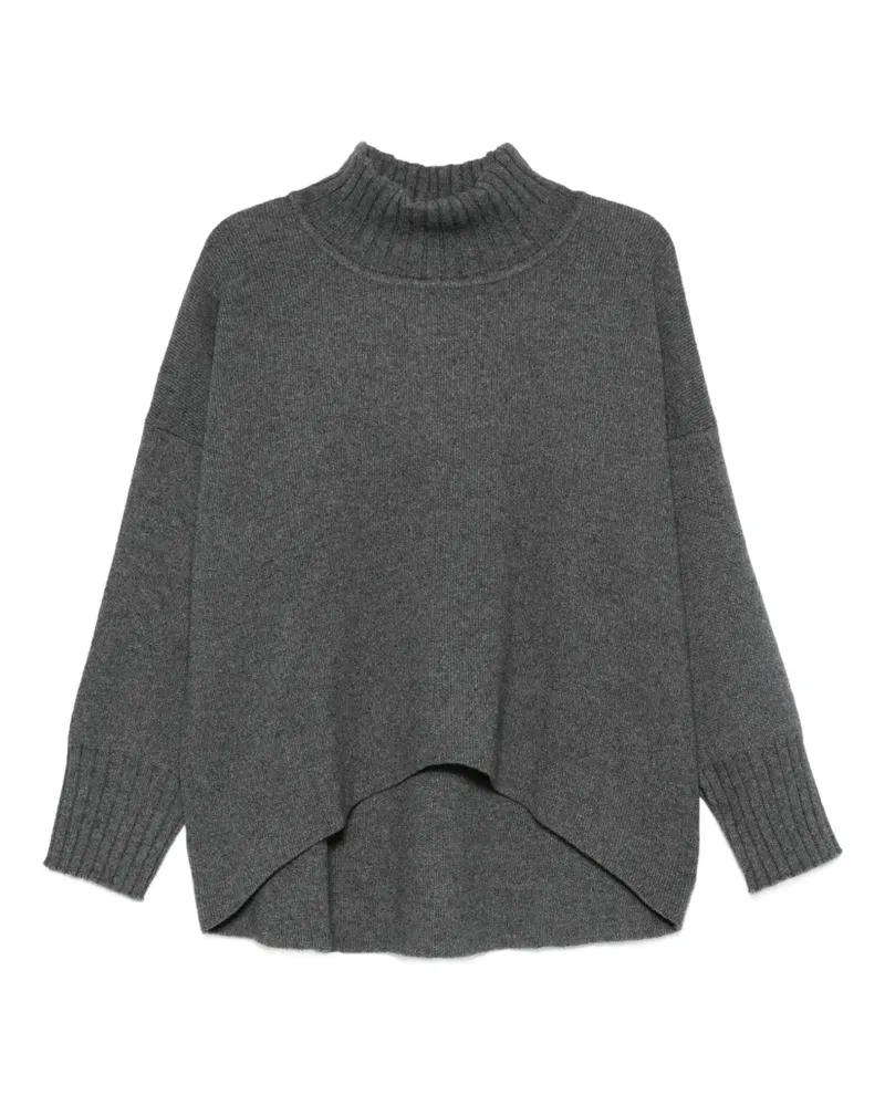 Liviana Conti Gerippter Carlotta Pullover mit Stehkragen - Grau Grau