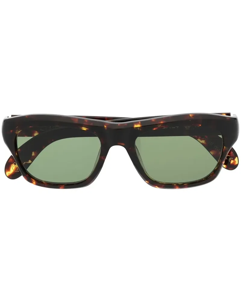 Lesca Sonnenbrille mit eckigem Gestell - Braun Braun