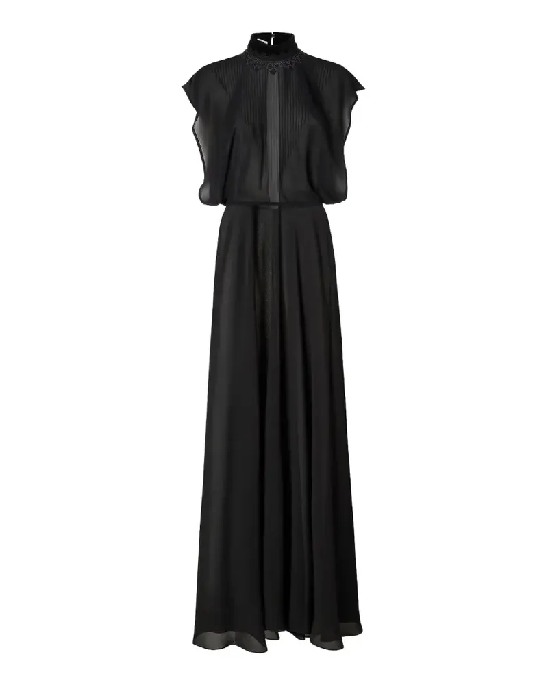 Fendi lace-trimmed pintuck-pleated dress - Schwarz Schwarz
