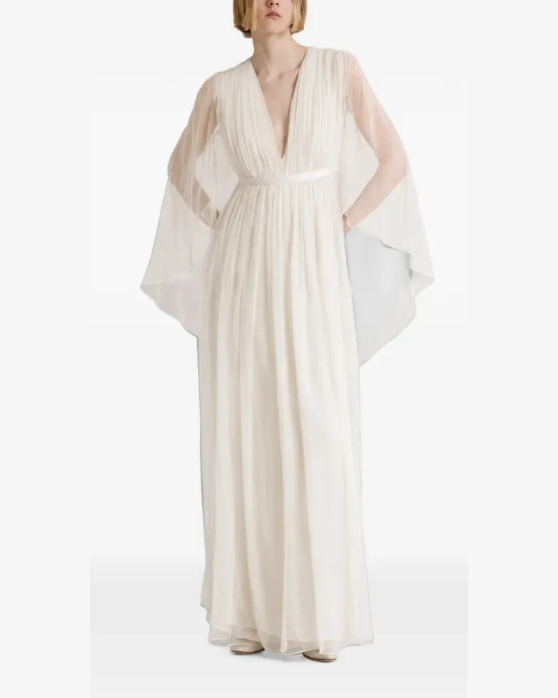 Alberta Ferretti pleated silk maxi dress - Weiß Weiß