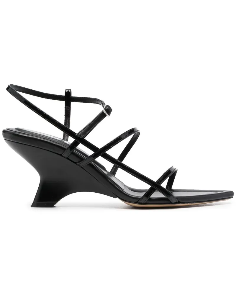 Gia Borghini Pantoletten aus Leder 70mm - Schwarz Schwarz