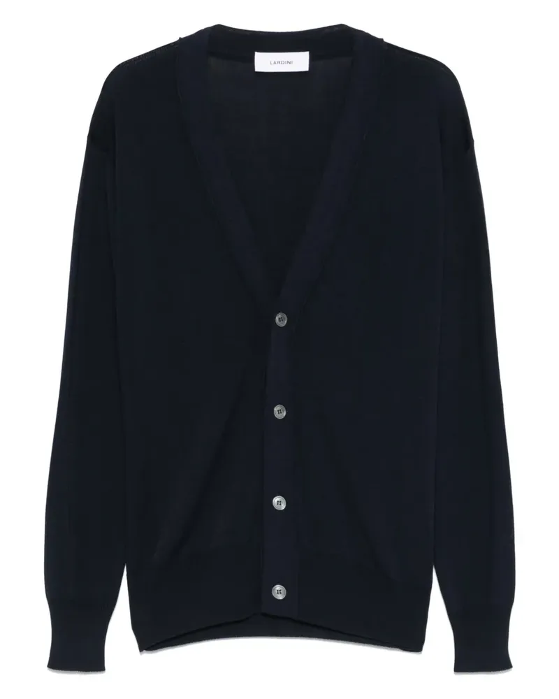 LARDINI Fein gerippter Cardigan - Blau Blau