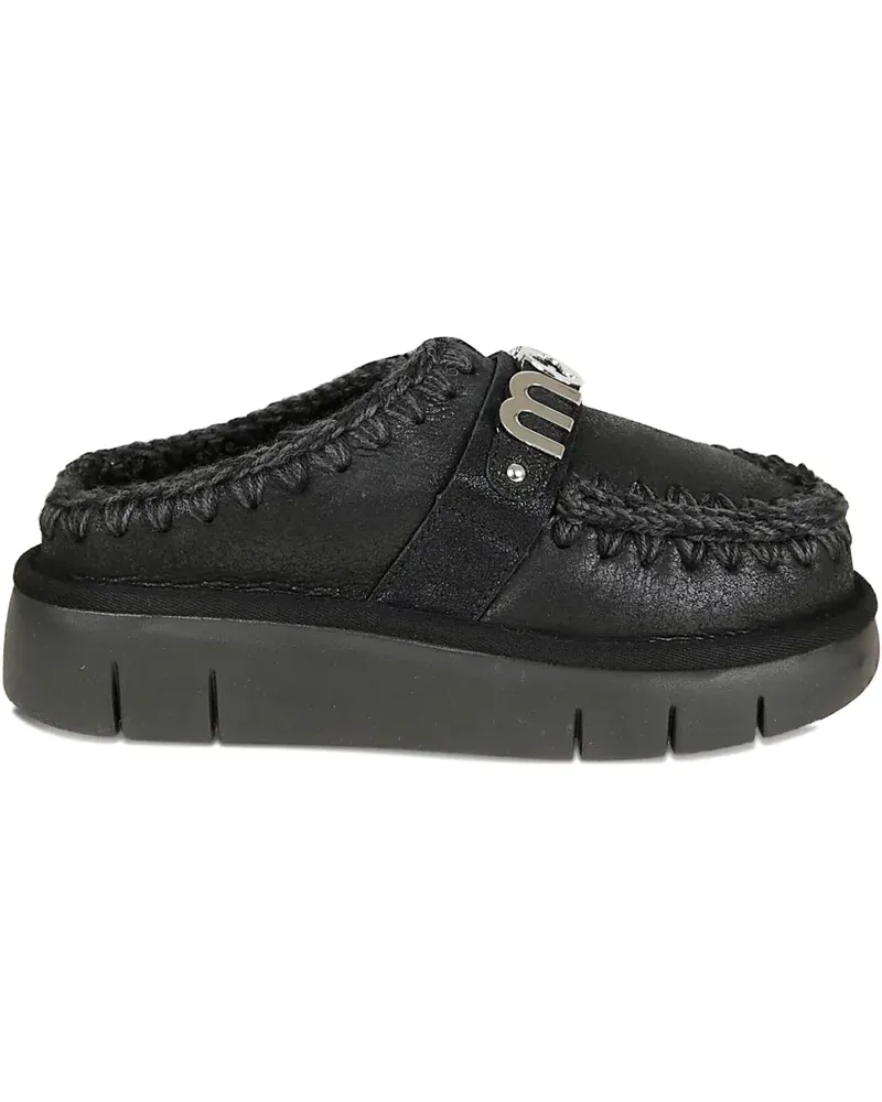 Mou logo-lettering mules - Schwarz Schwarz