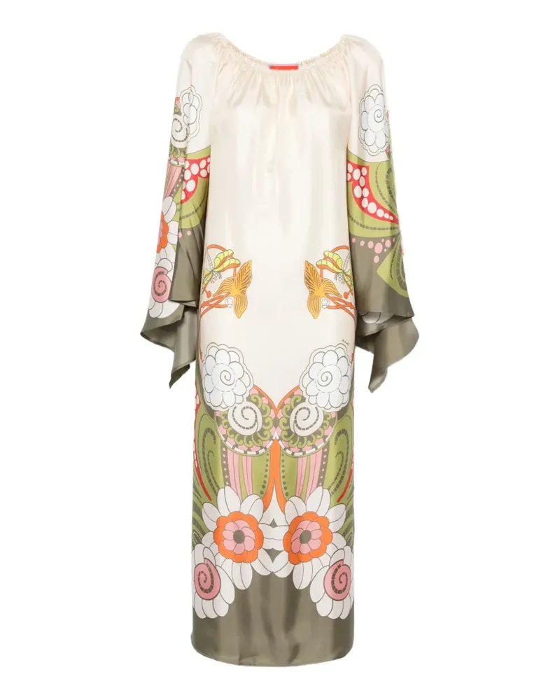 La DoubleJ floral-print silk-satin maxi dress - Nude Nude