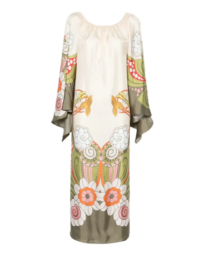 La DoubleJ floral-print silk-satin maxi dress - Nude Nude