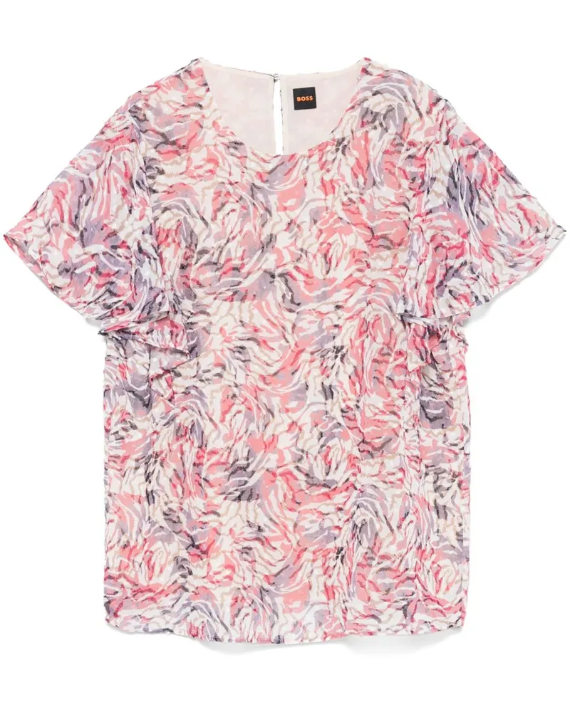 HUGO BOSS Bluse mit abstraktem Print - Nude Nude