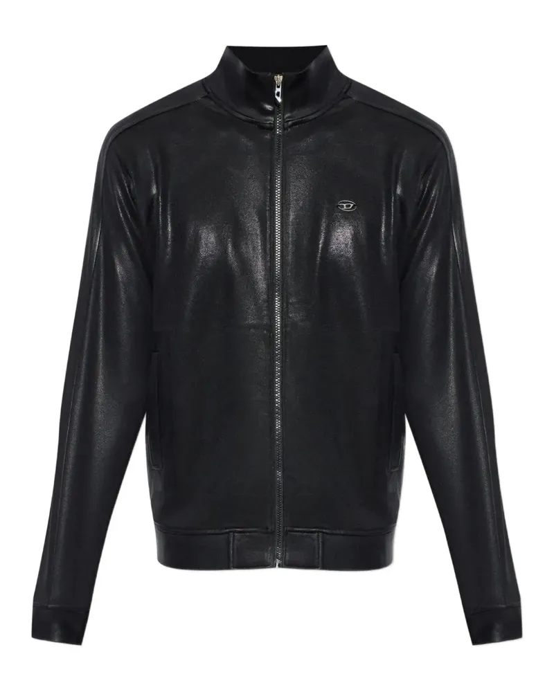 Diesel T-NORM-AA2 Sweatshirtjacke mit Glanzoptik - Schwarz Schwarz