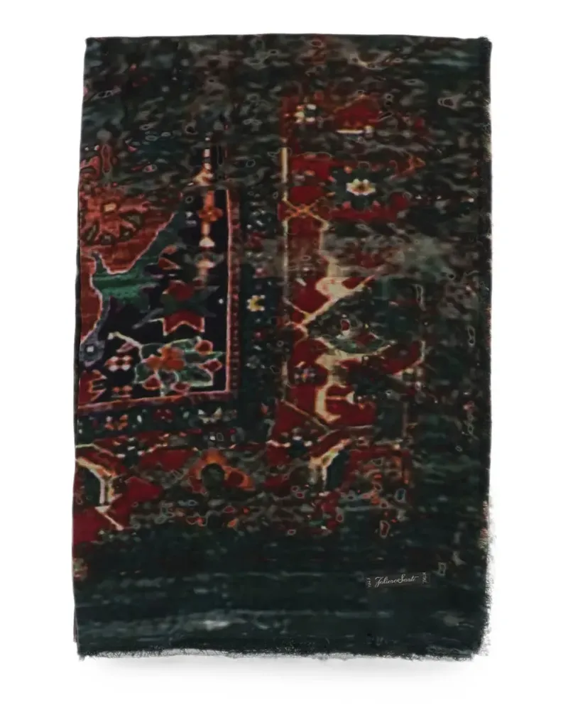 Faliero Sarti patterned fringed scarf - Grün Grün