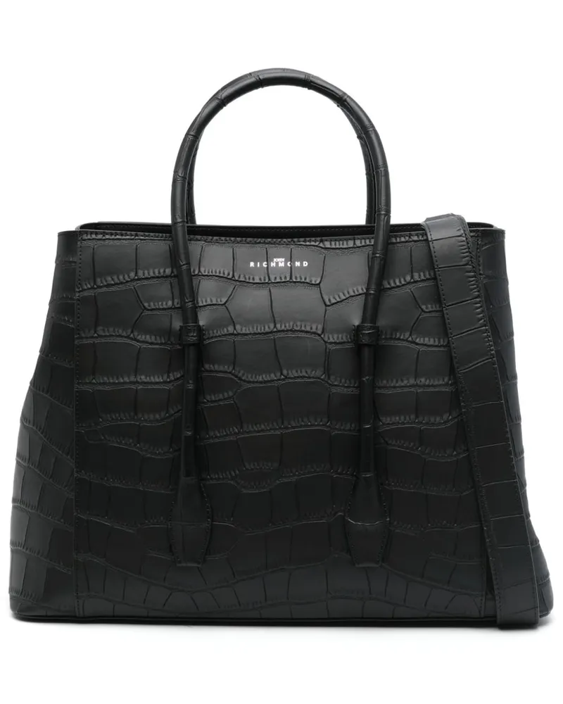 John Richmond Handtasche mit Kroko-Effekt - Schwarz Schwarz