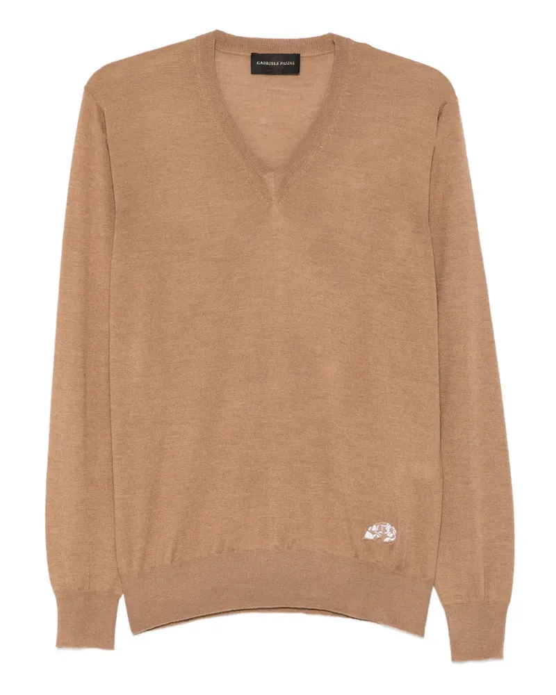 Gabriele Pasini T-Shirt mit V-Ausschnitt - Braun Braun