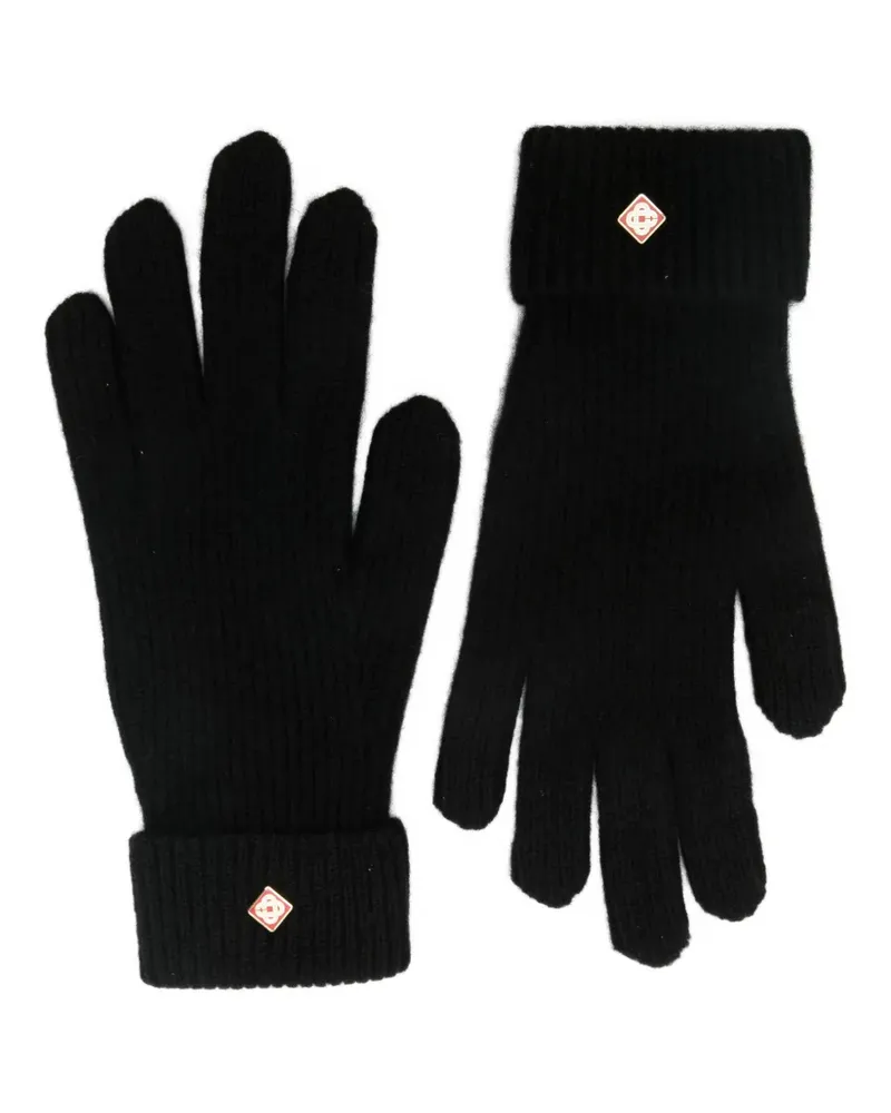 Casablanca Paris Handschuhe mit geripptem Saum - Schwarz Schwarz