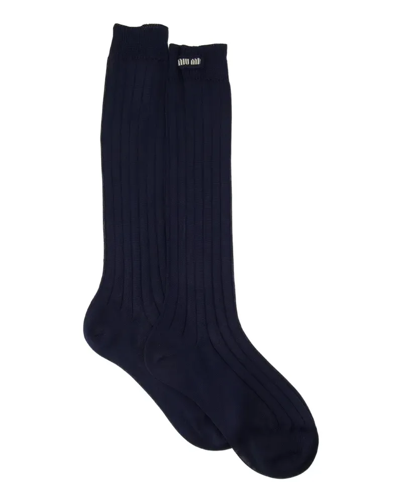 Miu Miu logo ribbed socks - Blau Blau