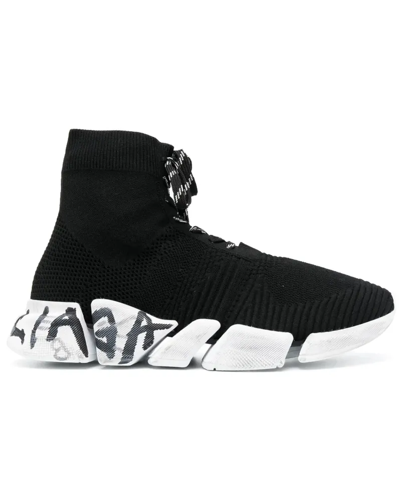 Balenciaga Speed 2.0 Graffiti Sneakers - Schwarz Schwarz