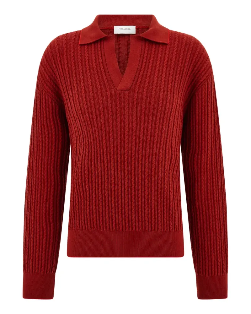 Ferragamo Gestricktes Poloshirt - Rot Rot