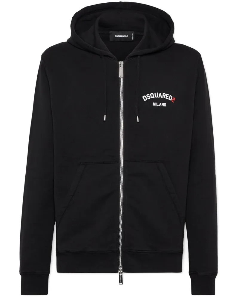 Dsquared2 Kapuzenjacke mit Logo-Print - Schwarz Schwarz