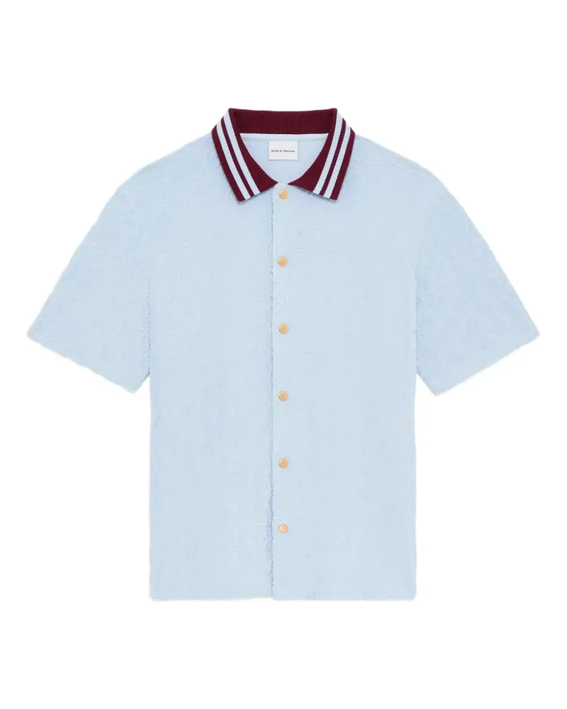Drôle de Monsieur Gestreiftes Hemd mit Logo-Muster - Blau Blau