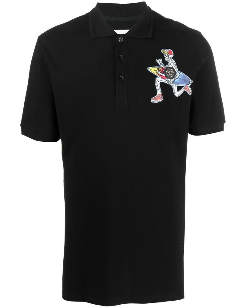 Philipp Plein Poloshirt mit grafischem Print - Schwarz Schwarz