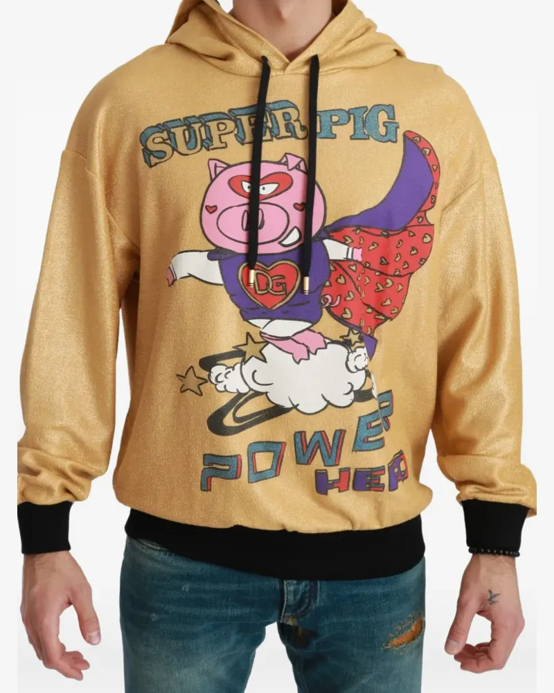 Dolce & Gabbana Hoodie mit grafischem Print in Glitter-Optik - Gelb Gelb