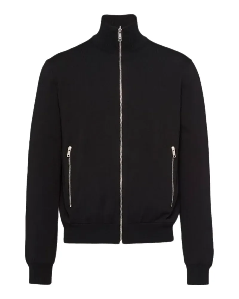 Prada zip-up ribbed-knit jacket - Schwarz Schwarz