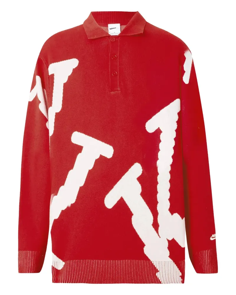 Nike Pullover mit Poloshirtkragen - Rot Rot
