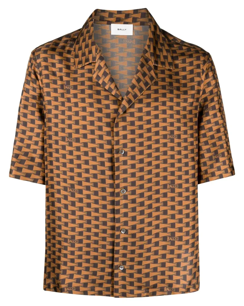Bally Seidenhemd mit grafischem Print - Braun Braun