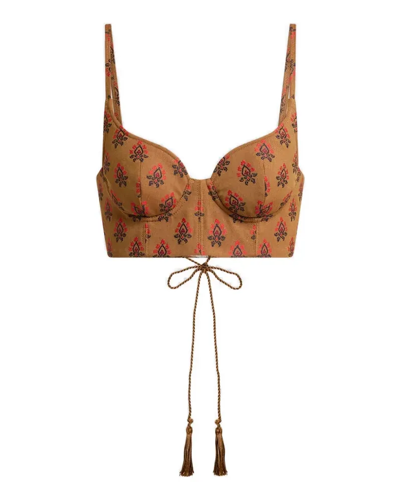 Etro flower-embroidered crop top - Nude Nude