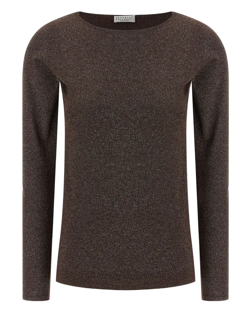 Brunello Cucinelli Lurex-Pullover mit rundem Ausschnitt - Braun Braun
