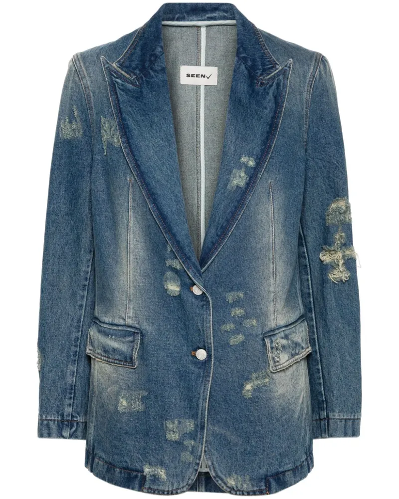 Seen Users Jeansblazer im Distressed-Look Blau