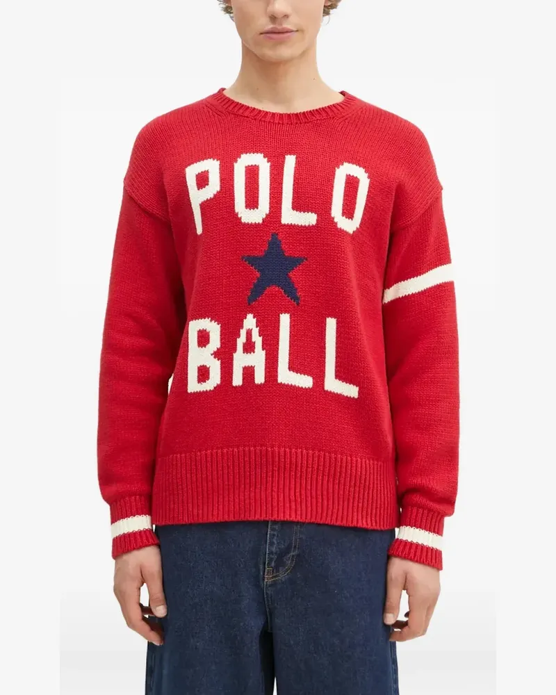 Ralph Lauren intarsia-knit logo-print sweater - Rot Rot