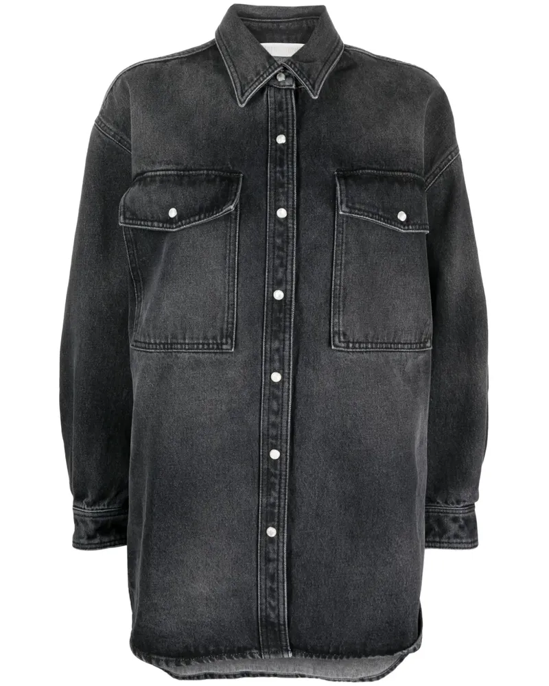 Palm Angels Jeanshemd mit Logo-Patch - Schwarz Schwarz