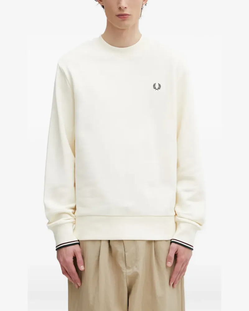 Fred Perry logo-embroidered tipped-cuff sweater - Nude Nude