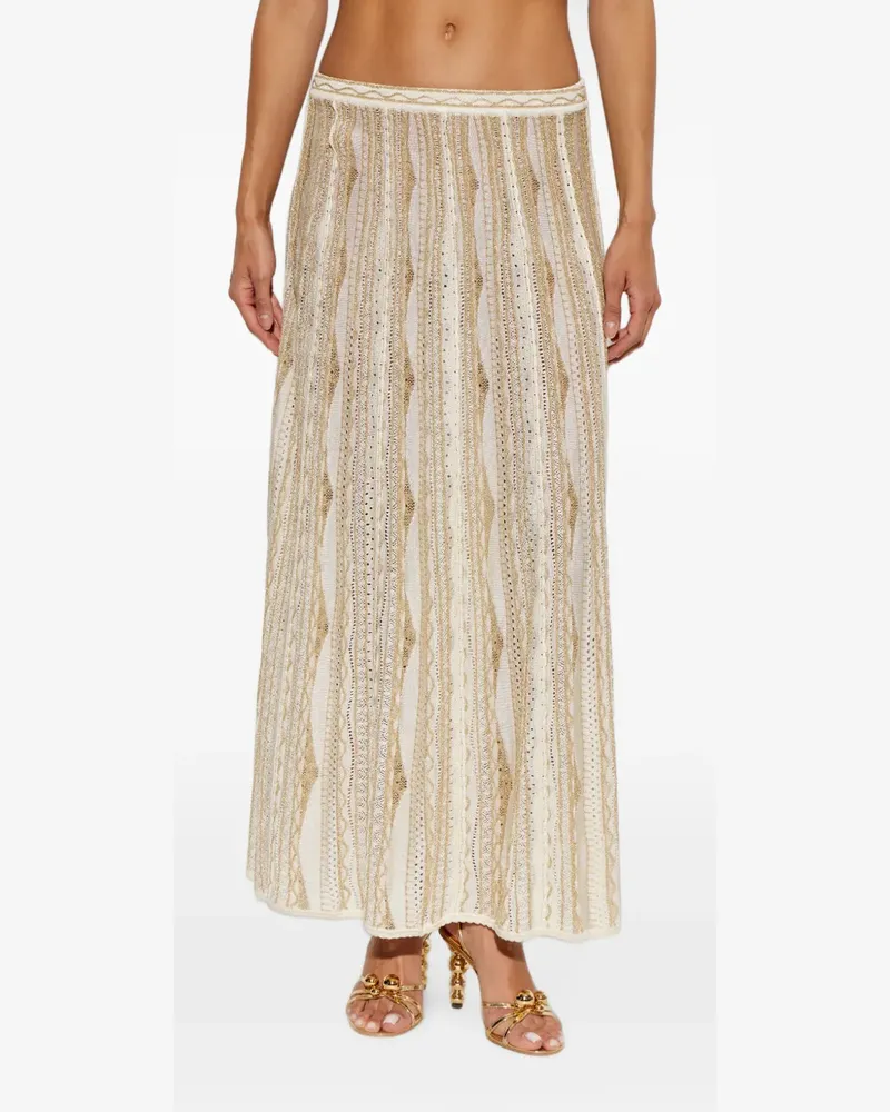 Ulla Johnson pointelle-knit metallic-thread maxi skirt - Nude Nude