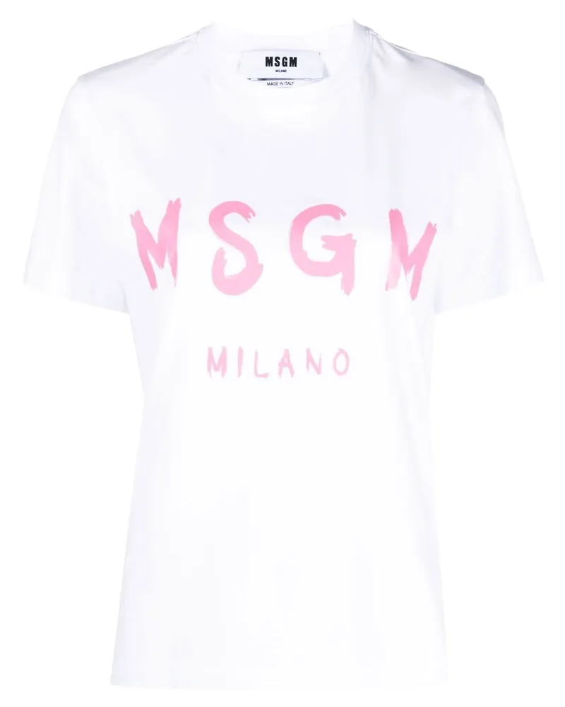MSGM T-Shirt mit Logo-Print - Weiß Weiß