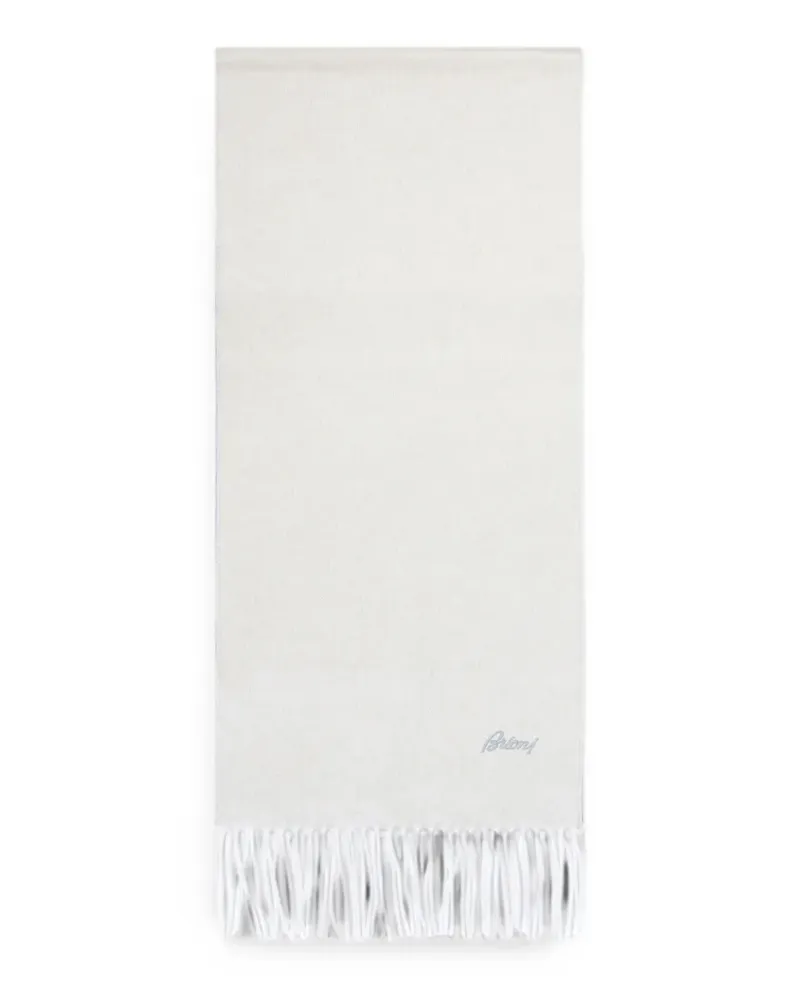 Brioni Schal mit Logo-Stickerei - Weiß Weiß