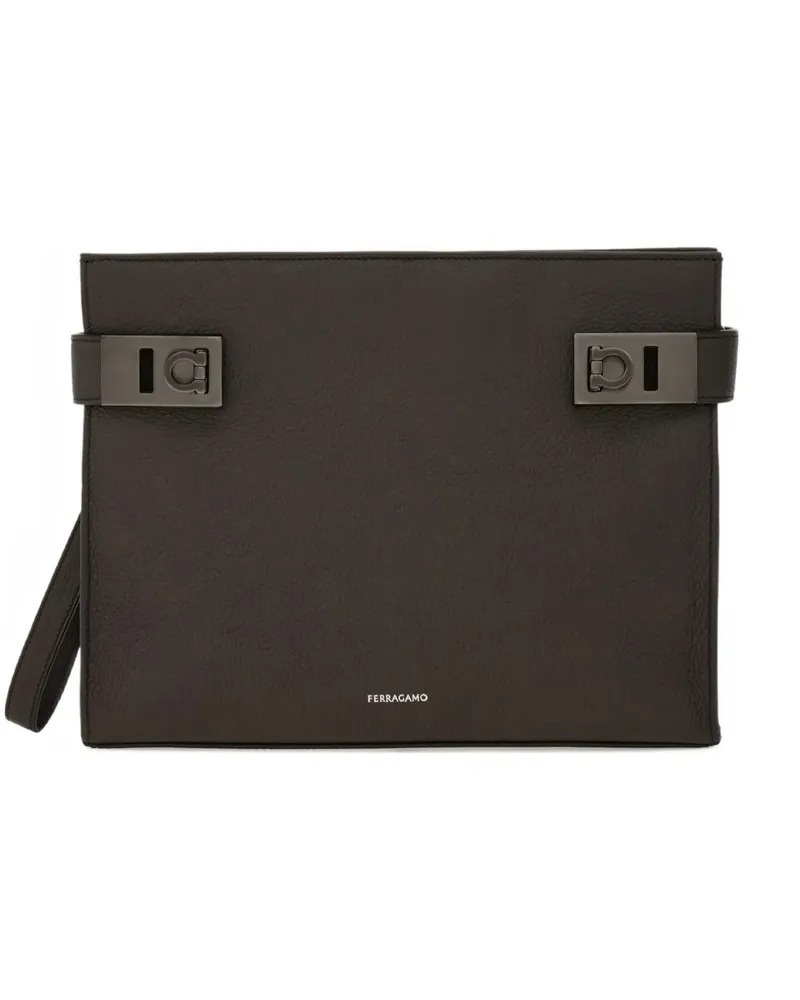 Ferragamo Clutch mit Gancini-Schnallen - Braun Braun