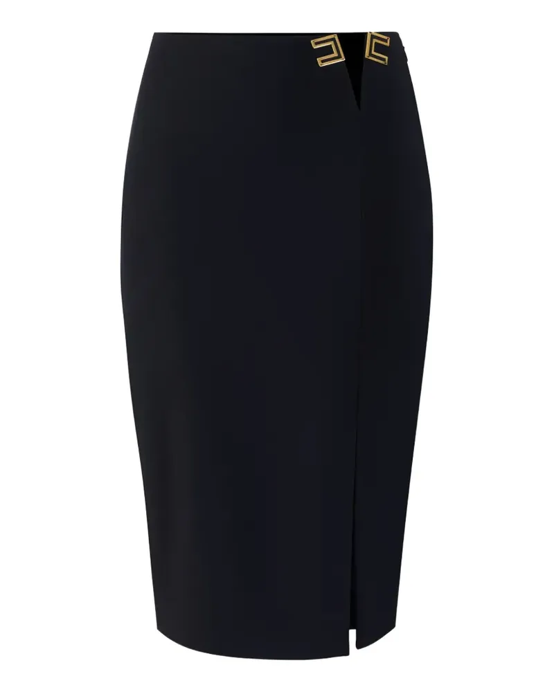 Elisabetta Franchi logo-detail slit-detail midi skirt - Schwarz Schwarz