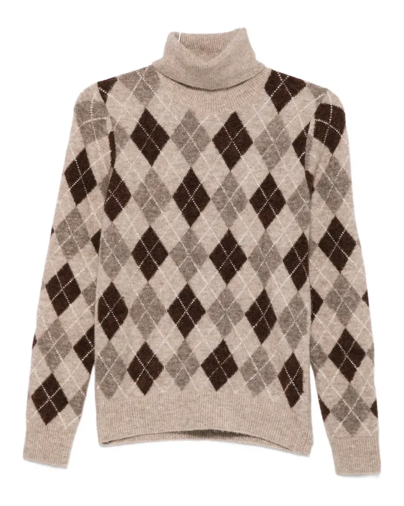 P.A.R.O.S.H. P.A.R.O H. argyle-knit roll-neck sweater - Nude Nude