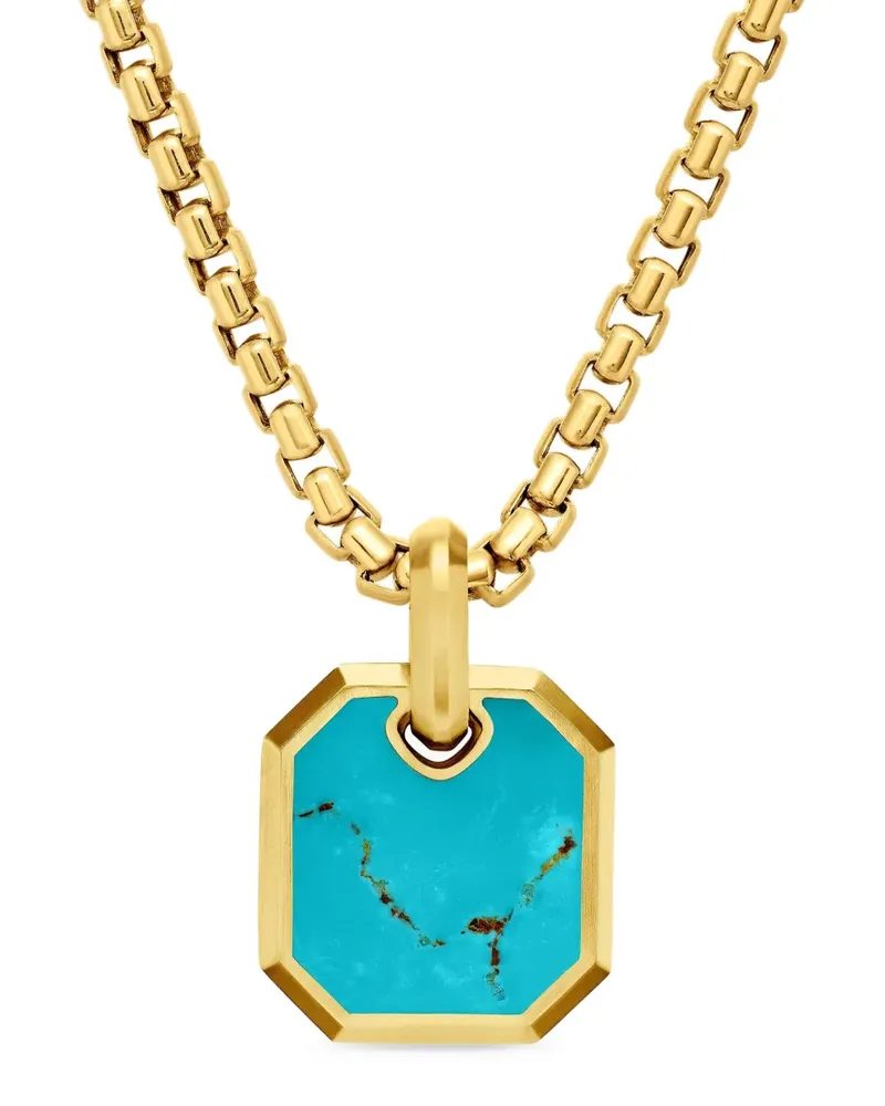 David Yurman 18kt Roman Gelbgoldamulett mit Türkis (15mm) - Blau Blau